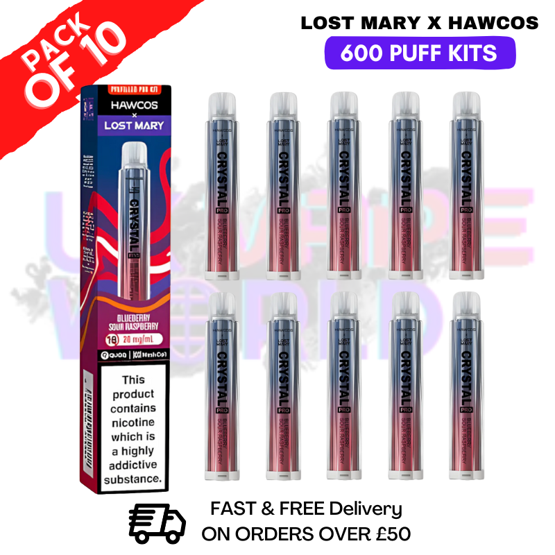 Blue Sour Raspberry Lost Mary Crystal Pro 600 KITS Box Of 10