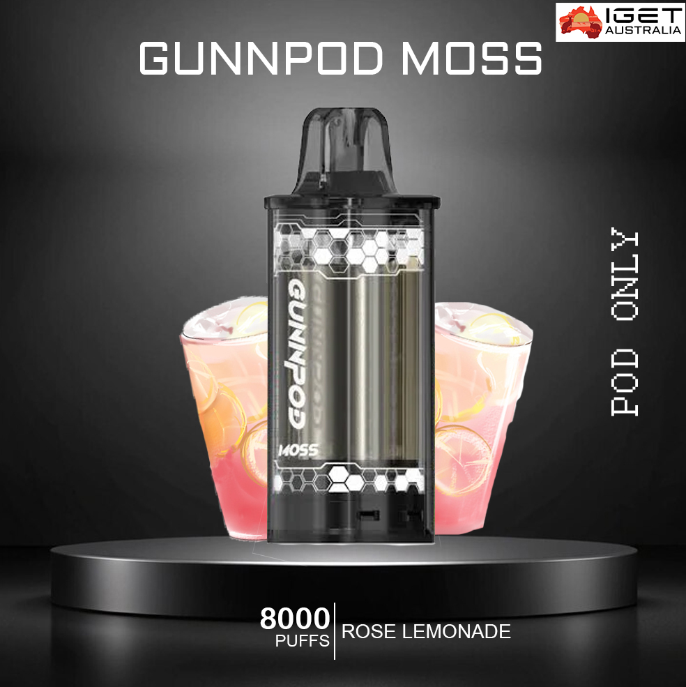 GUNNPOD MOSS – ROSE LEMONDADE – 8000 PUFFS – POD ONLY