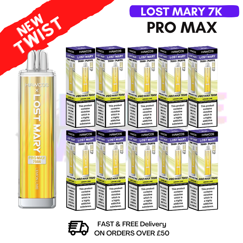 Lemon Lime Lost Mary Pro Max 7K Box Of 10